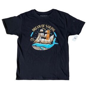 Visitor Premium Mens Black Nautical Whale Cotton Short Sleeve T-Shirt SZ M NEW